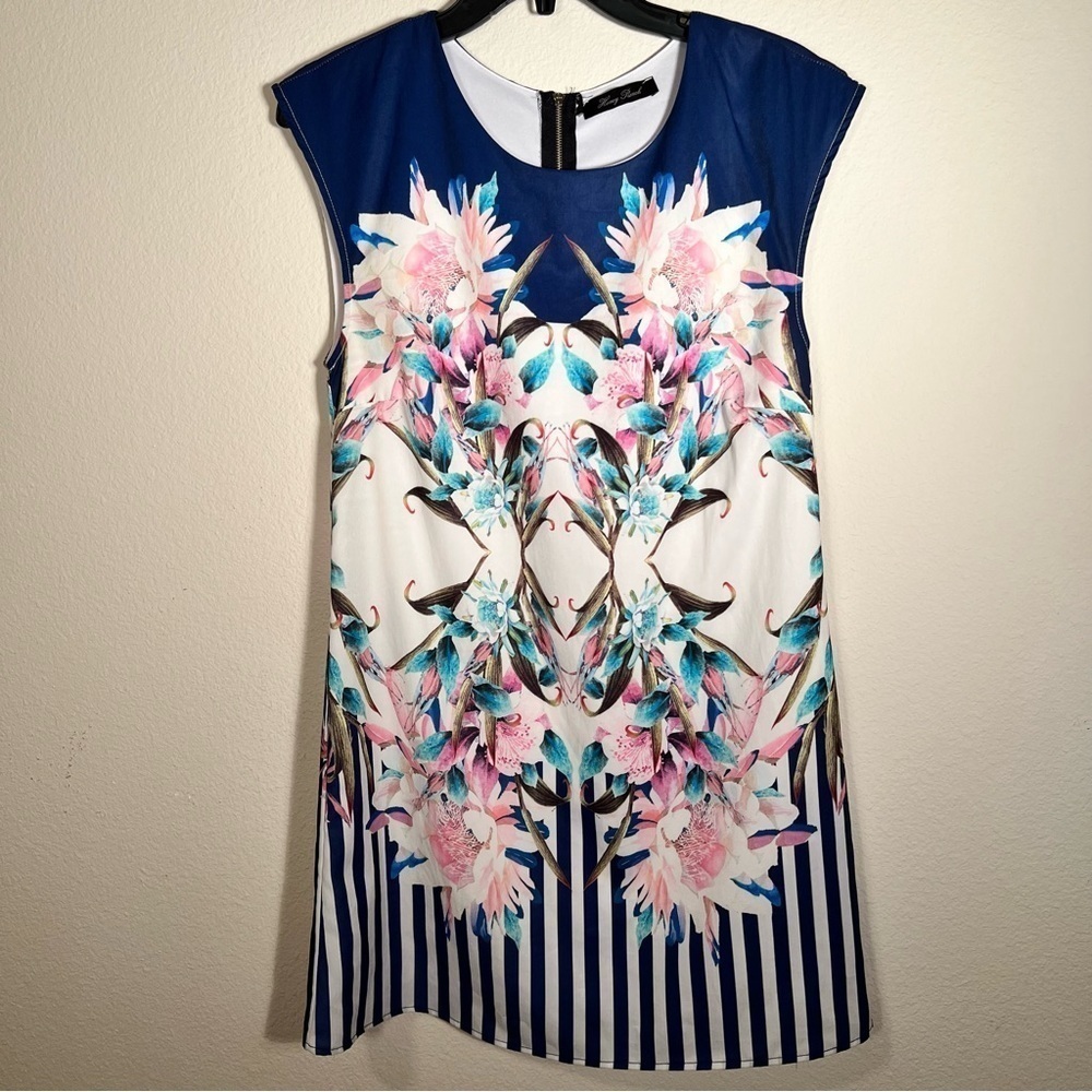 Honey Punch Floral Dress Blue Pink Small - Picture 2 of 7